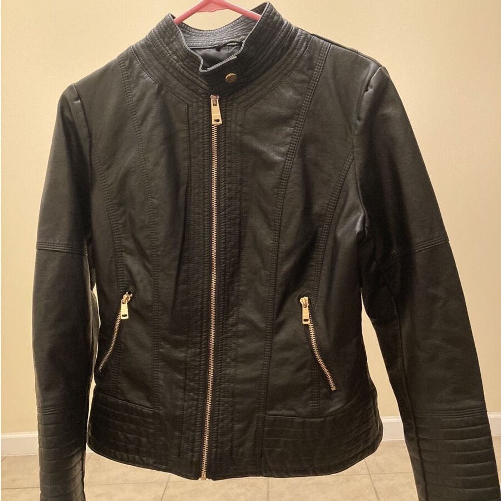 LA Coalition Faux leather moto jacket.